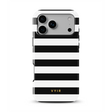 Horizontal Stripes, svart och vitt - Tough MagSafe iPhone Mobilskal