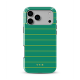 Horizontal Stripes, Goldline Green - Tough MagSafe iPhone Mobilskal