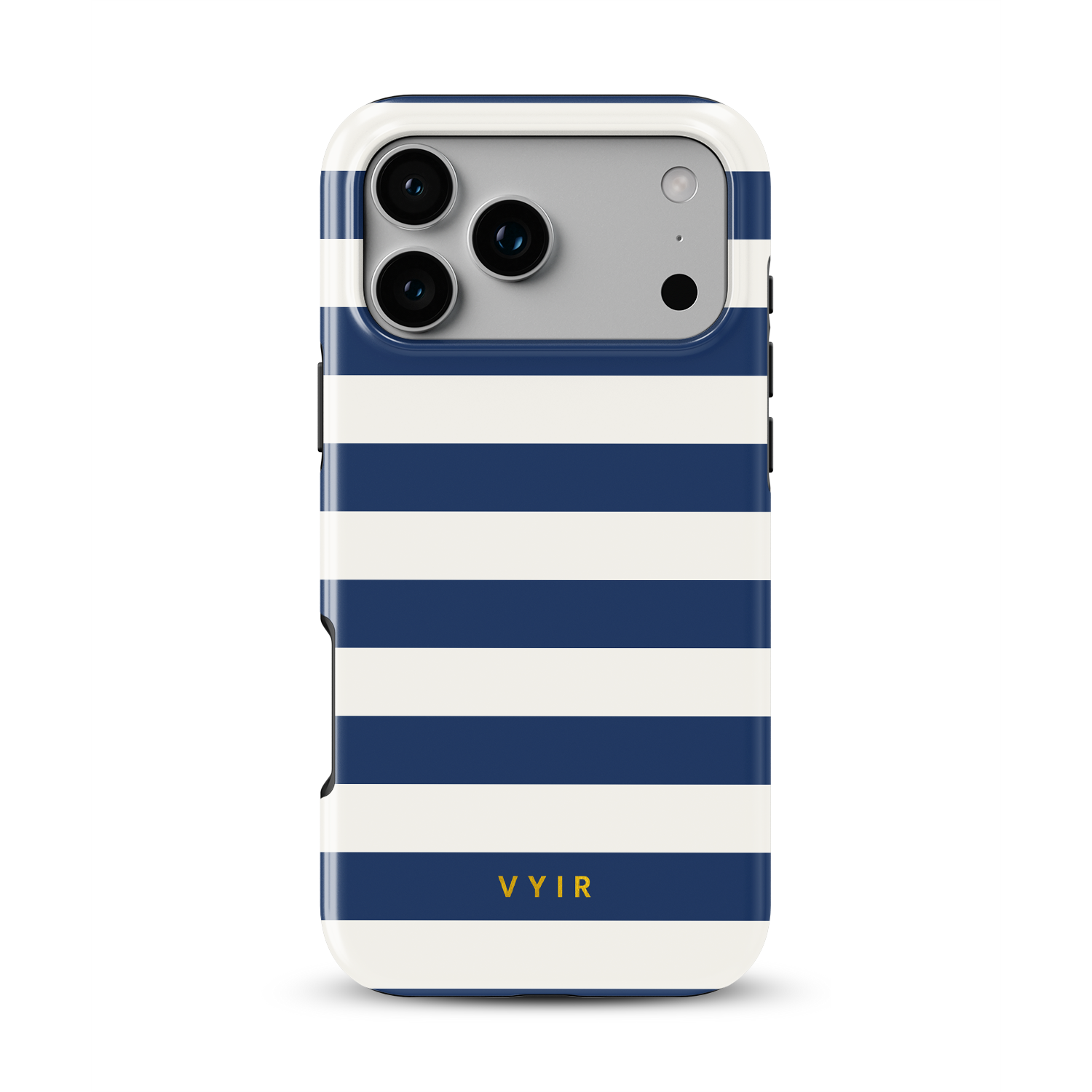Horizontal Stripes, Old Money Blue - Shockproof MagSafe iPhone Case - VYIR