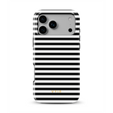 Horizontal Stripes, Pinstripe svart och vitt - Tough MagSafe iPhone Mobilskal