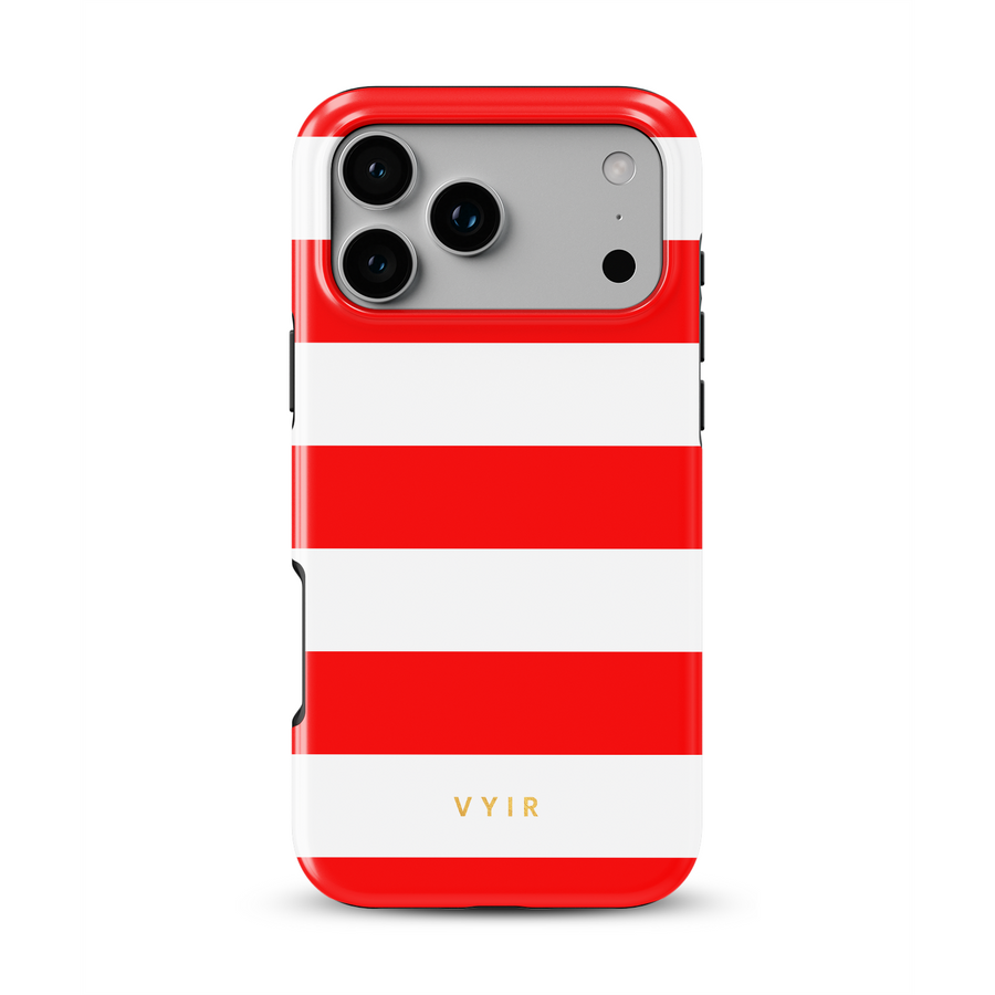 Horizontal Stripes, Red Silk - Tough MagSafe iPhone Skal