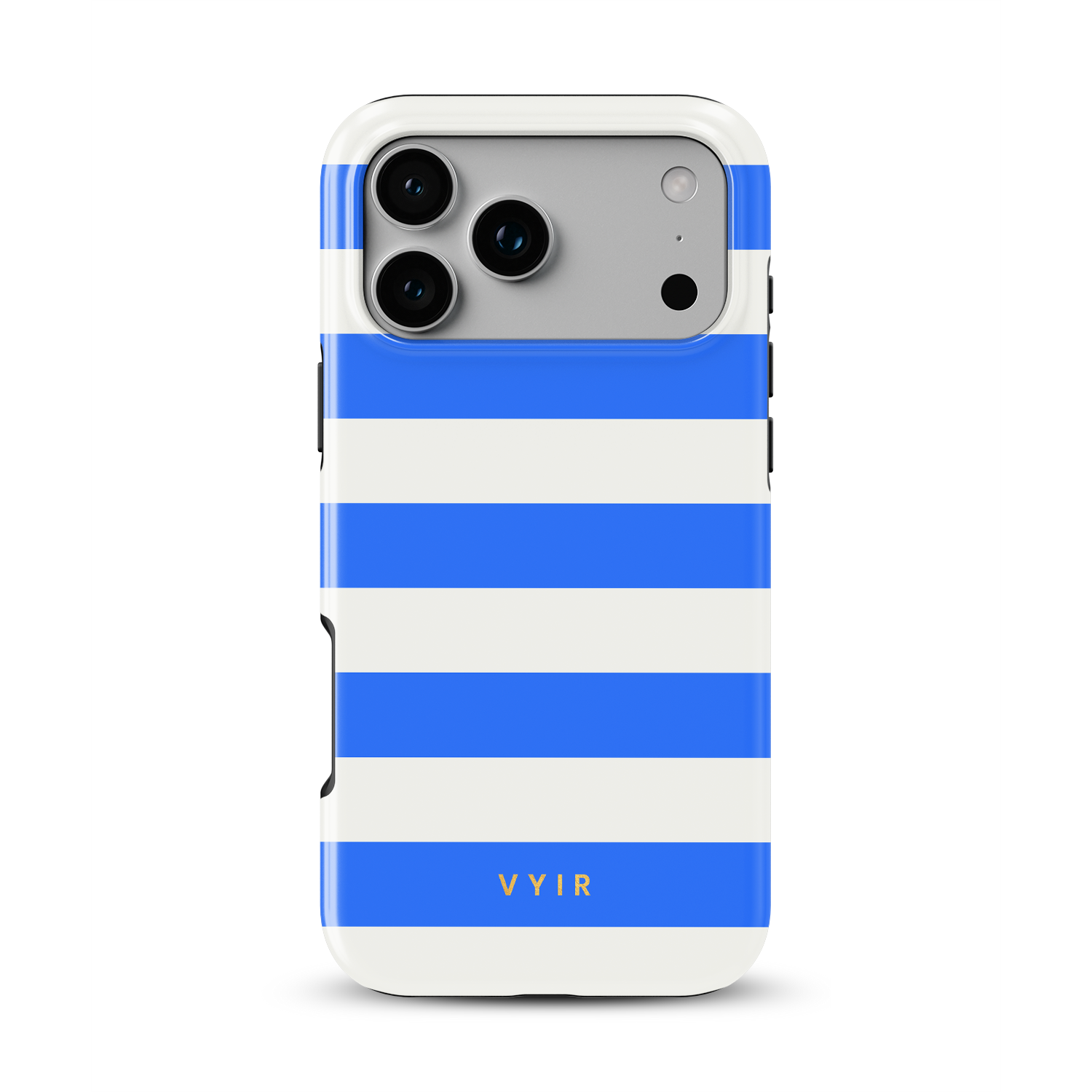 Horizontal Stripes, Riviera Blue - Shockproof MagSafe iPhone Case - VYIR