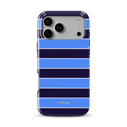 Horizontal Stripes, Rivoli Blue - Shockproof MagSafe iPhone Case - VYIR