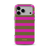 Horizontal Stripes, Urban Olive - Tough MagSafe iPhone Mobilskal