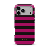 Horizontal Stripes, Wine Red - Tough MagSafe iPhone Mobilskal