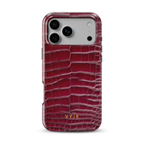 Croc Leather Print Burgundy - Tough MagSafe iPhone Skal