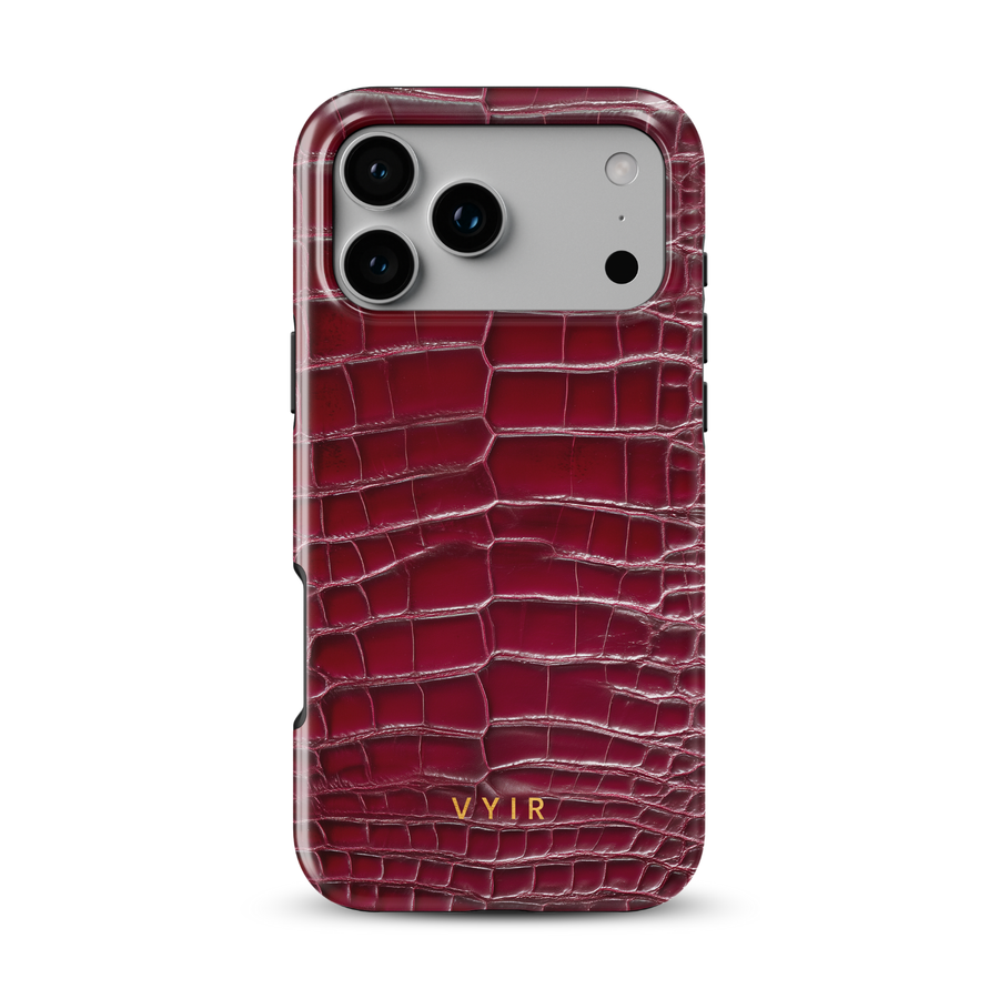 Croc Leather Print Burgundy - Tough Mobilskal