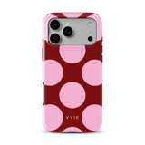 Large Polka Dots, Burgundy Pink - Tough MagSafe iPhone Skal