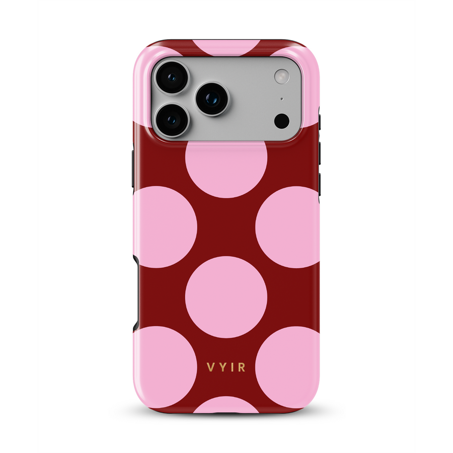 Large Polka Dots, Burgundy Pink - Tough MagSafe iPhone Skal