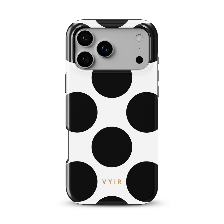 Large Polka Dots, Mono Black - Tough MagSafe iPhone Skal
