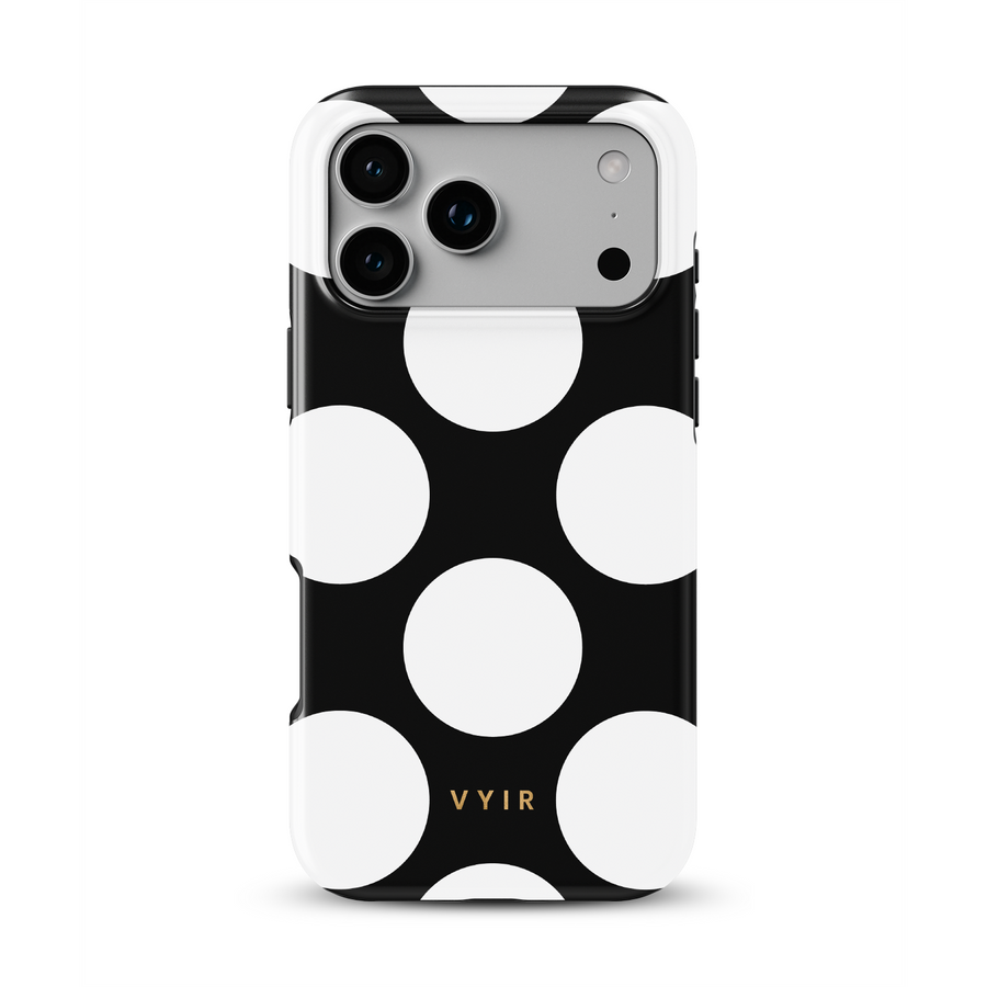 Large Polka Dots, Black Sparkle - Tough MagSafe iPhone Skal