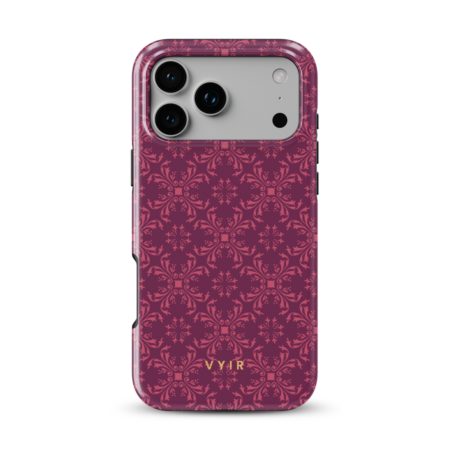 Ornate Bloom, Burgundy - Tough MagSafe iPhone Skal