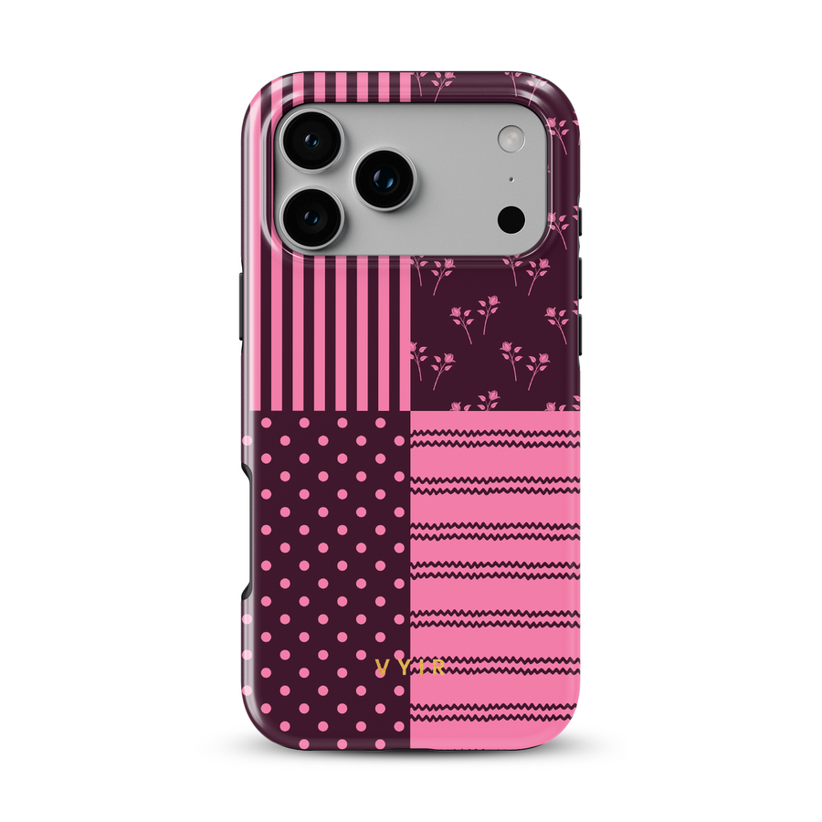 VYIR Signature 4-Checker, Burgundy - Tough MagSafe iPhone Mobilskal