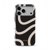 Swirl Lines, Svart och beige - Tough MagSafe iPhone Mobilskal