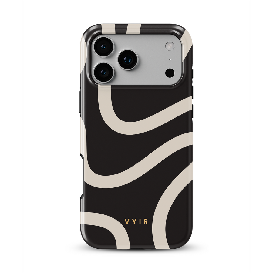Swirl Lines, Svart och beige - Tough MagSafe iPhone Mobilskal