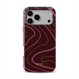 Swirl Lines, Burgundy - Tough MagSafe iPhone Skal