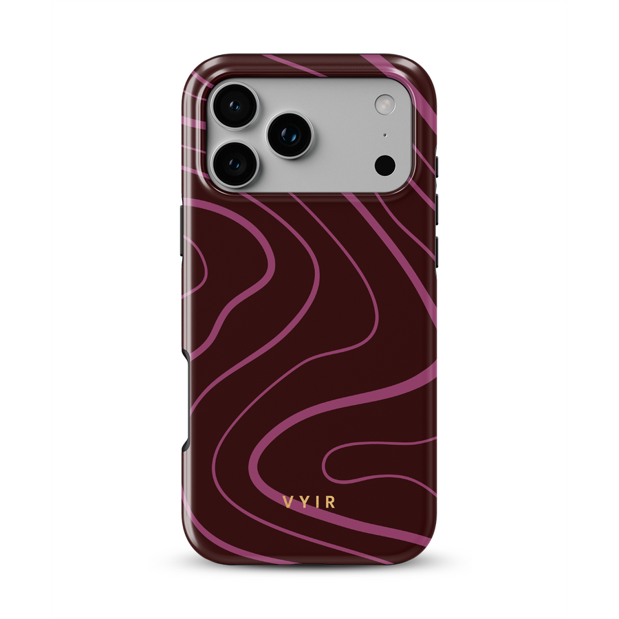 Swirl Lines, Burgundy - Tough MagSafe iPhone Skal