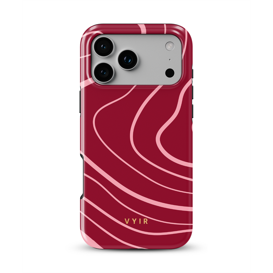 Swirl Lines, Pink & Red - Tough MagSafe iPhone Skal