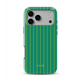 Vertical Stripes, Goldline Green - Tough MagSafe iPhone Mobilskal