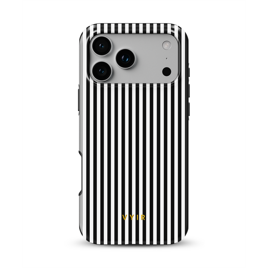 Vertical Stripes, Pinstripe Black and White - Tough MagSafe iPhone Skal