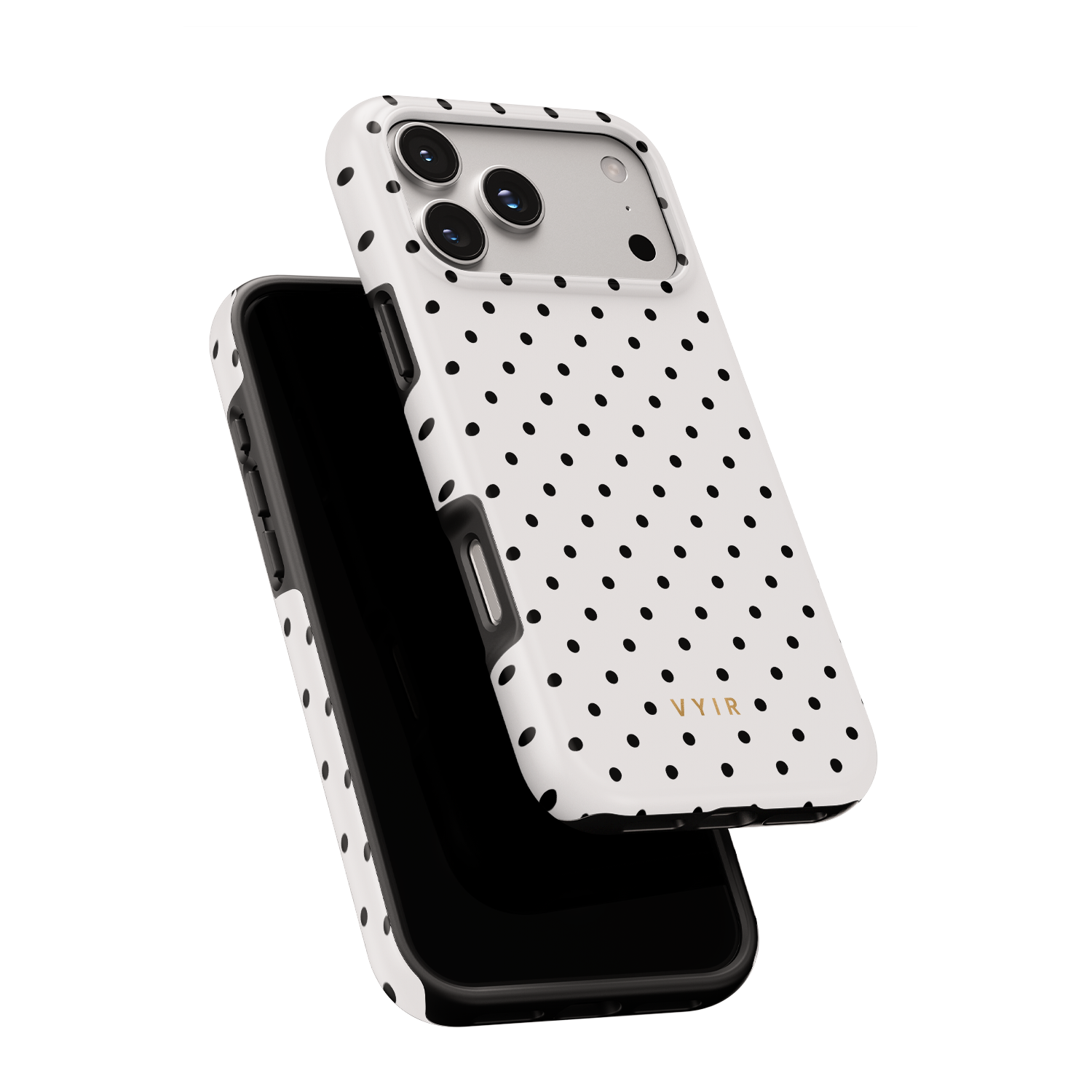 Tiny Polka Dots, Black and White - Shockproof MagSafe iPhone Case - VYIR