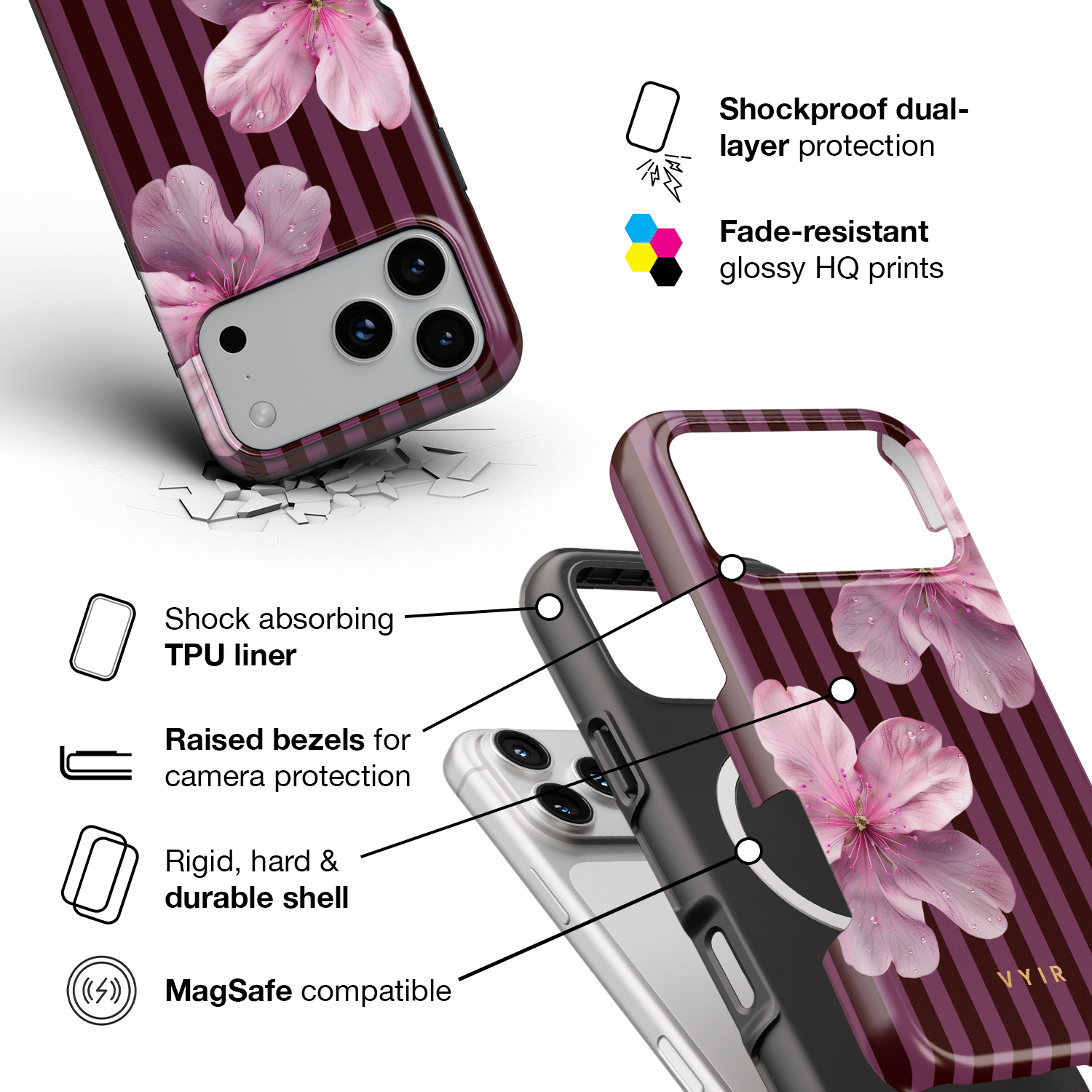 Burgundy Velvet - Shockproof MagSafe iPhone Case - VYIR