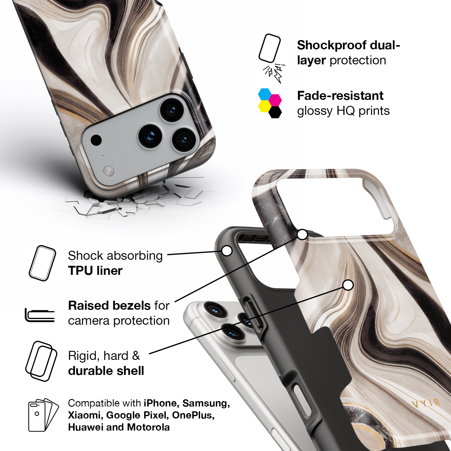 Cocoa Marble - Shockproof Phone Case - VYIR