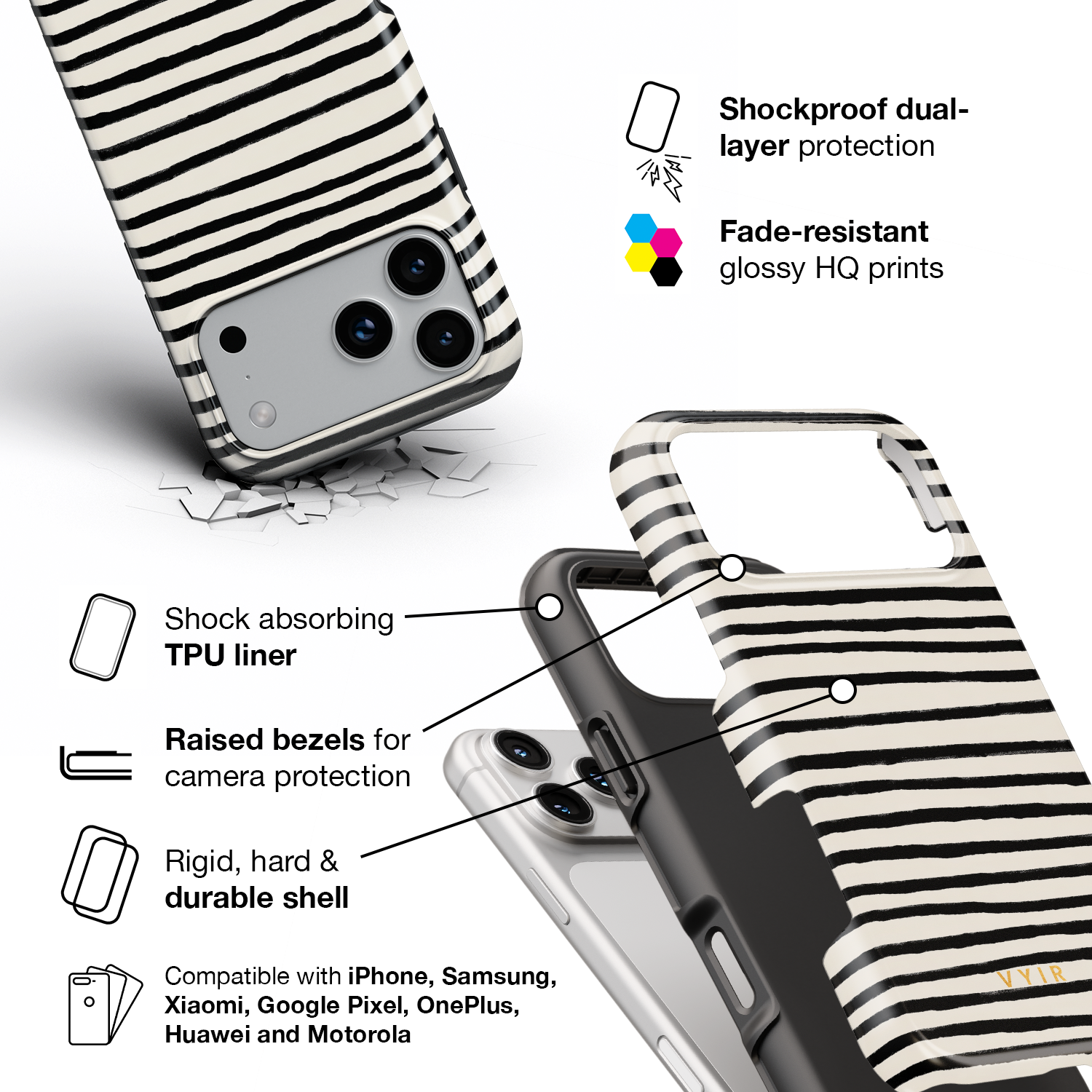 Paris Stripes - Shockproof Phone Case - VYIR