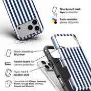 Vertical Stripes, Old Money Blue - Shockproof Phone Case - VYIR
