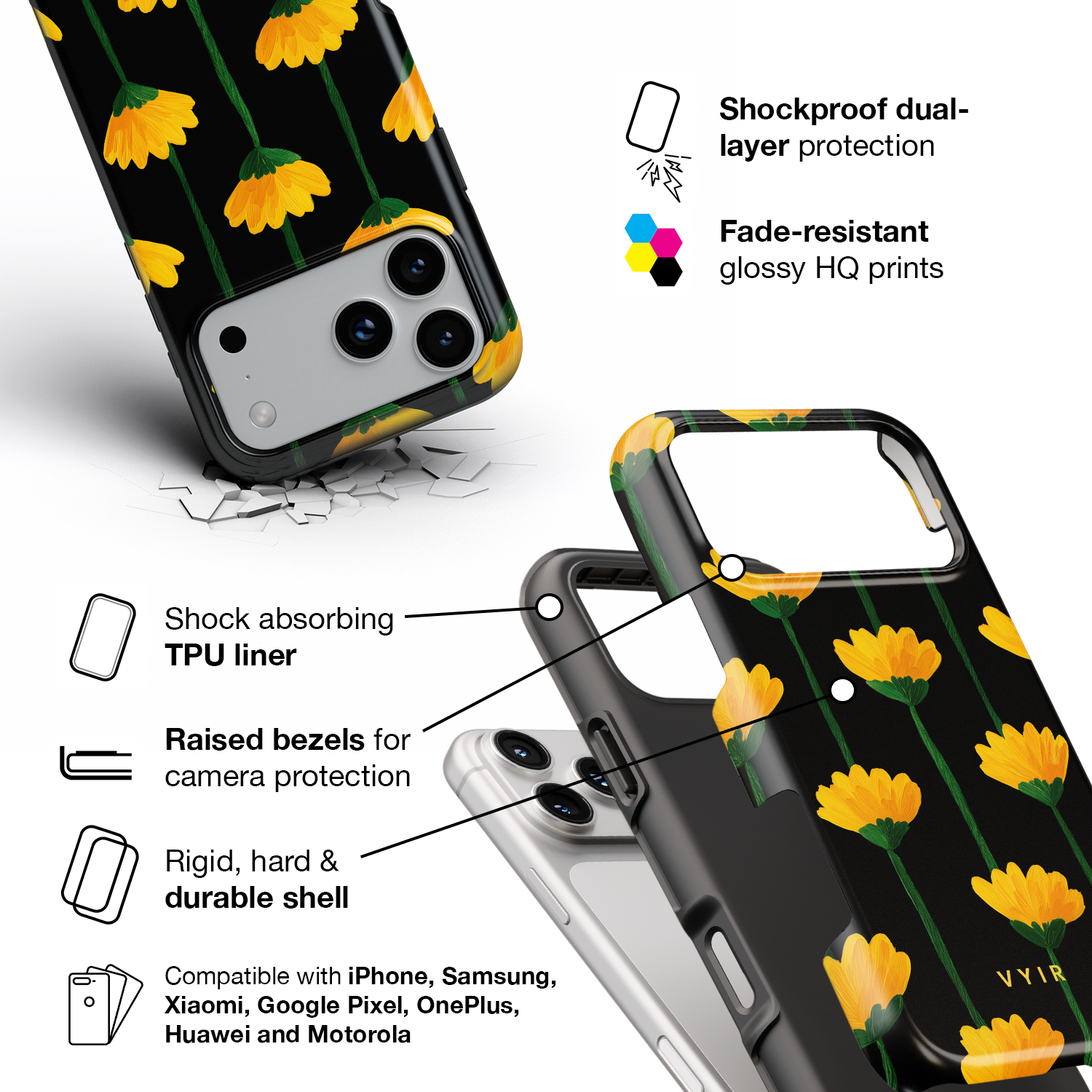 Sunflower Bloom - Shockproof Phone Case - VYIR
