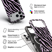 Zebra Luxe, Light Purple - Shockproof MagSafe iPhone Case - VYIR