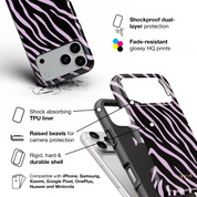 Zebra Luxe, Light Purple - Shockproof Phone Case - VYIR