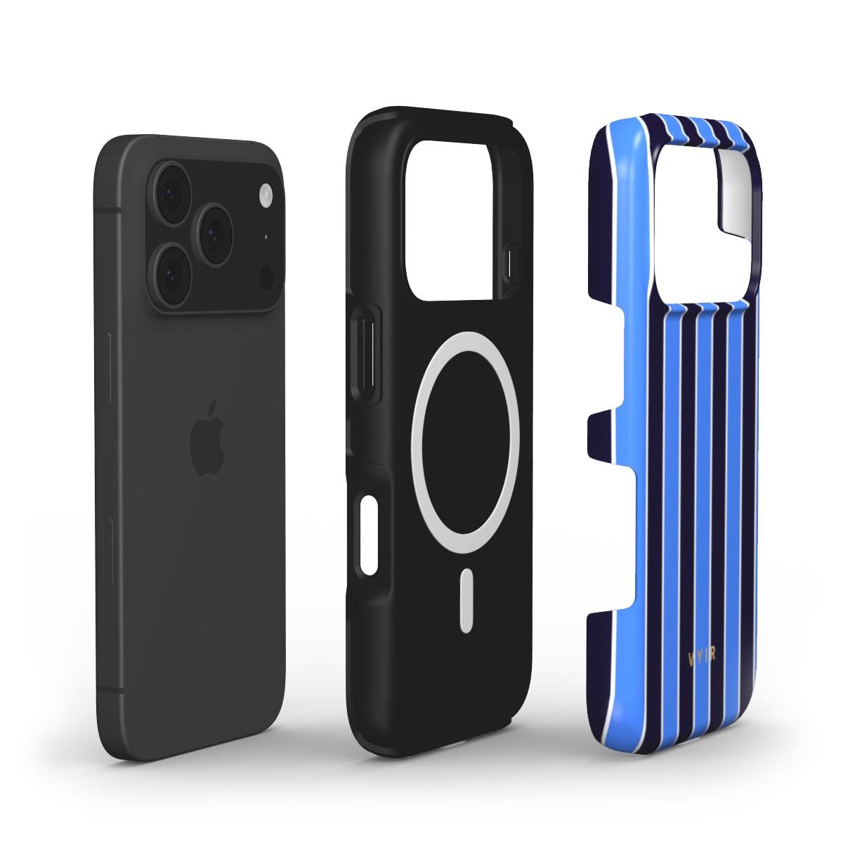 Vertical Stripes, Rivoli Blue - Shockproof MagSafe iPhone Case - VYIR