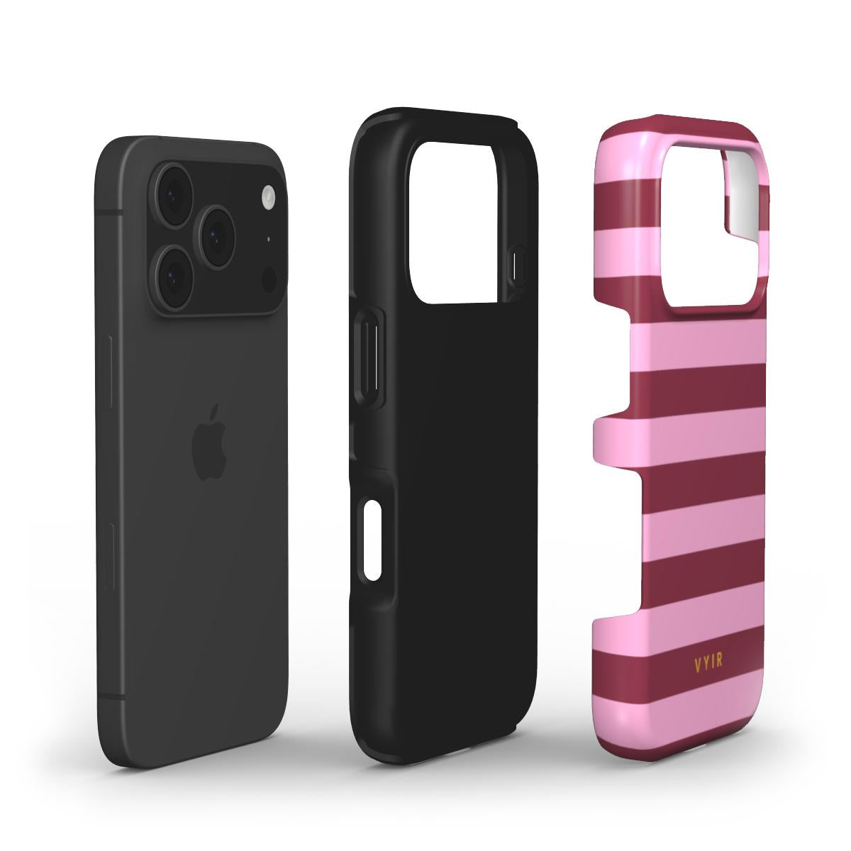 Horizontal Stripes, Candy Pink - Shockproof Phone Case - VYIR