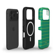 Horizontal Stripes, Goldline Green - Shockproof MagSafe iPhone Case - VYIR