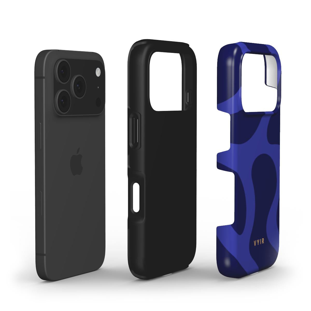 Swirl Lines, Navy Blue - Shockproof Phone Case - VYIR