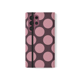 Samsung Galaxy S22 Ultra Plånboksfodral i veganskt läder – Pink Plum Polka Dot Design