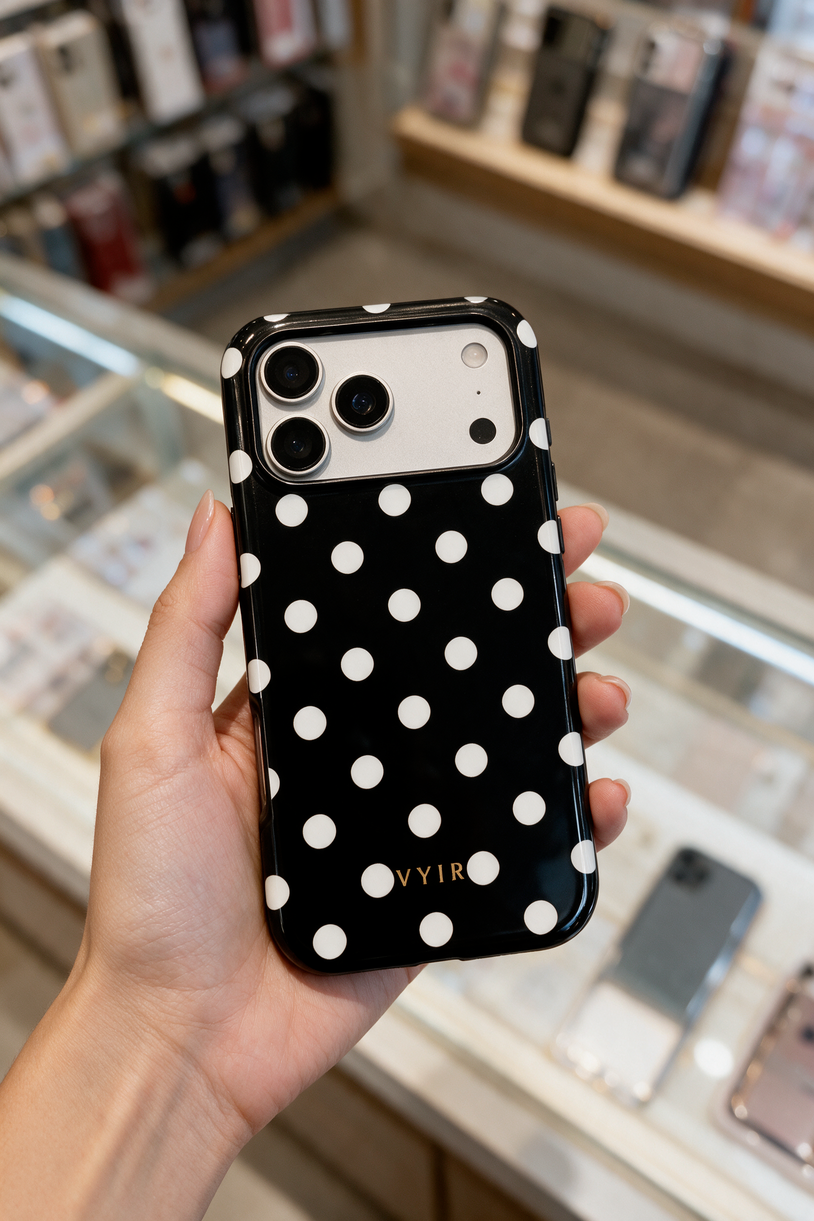 Classic Polka Dots, Black Noir - Tough MagSafe iPhone Skal