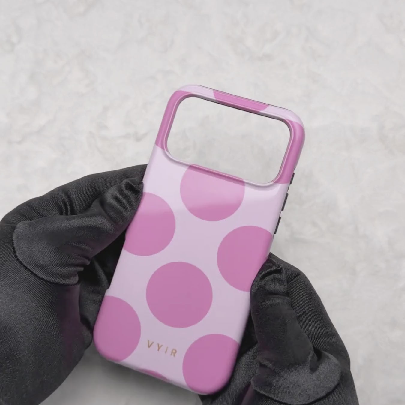 Large Polka Dots, Bubbly Pink - Tough Mobilskal