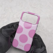 Large Polka Dots, Bubbly Pink - Tough Mobilskal