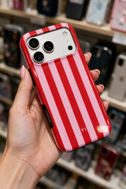 Vertical Stripes, Red Blush - Tough Mobilskal
